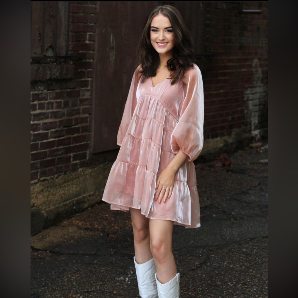 Glam Apparel Pink Tiered Dress - Picture 6 of 6